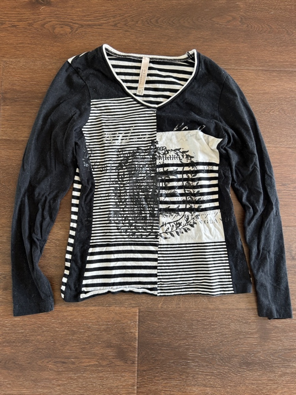 Oui Moments Black & White Long Sleeve Shirt | Black & White